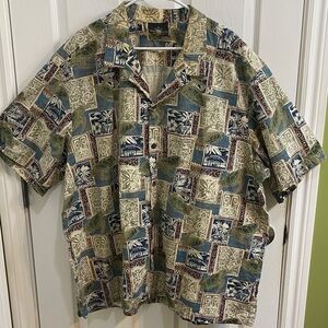 Royal Hawaiian Creations Tropical Turtle Cotton Button Down Shirt Men’s Size 4XL